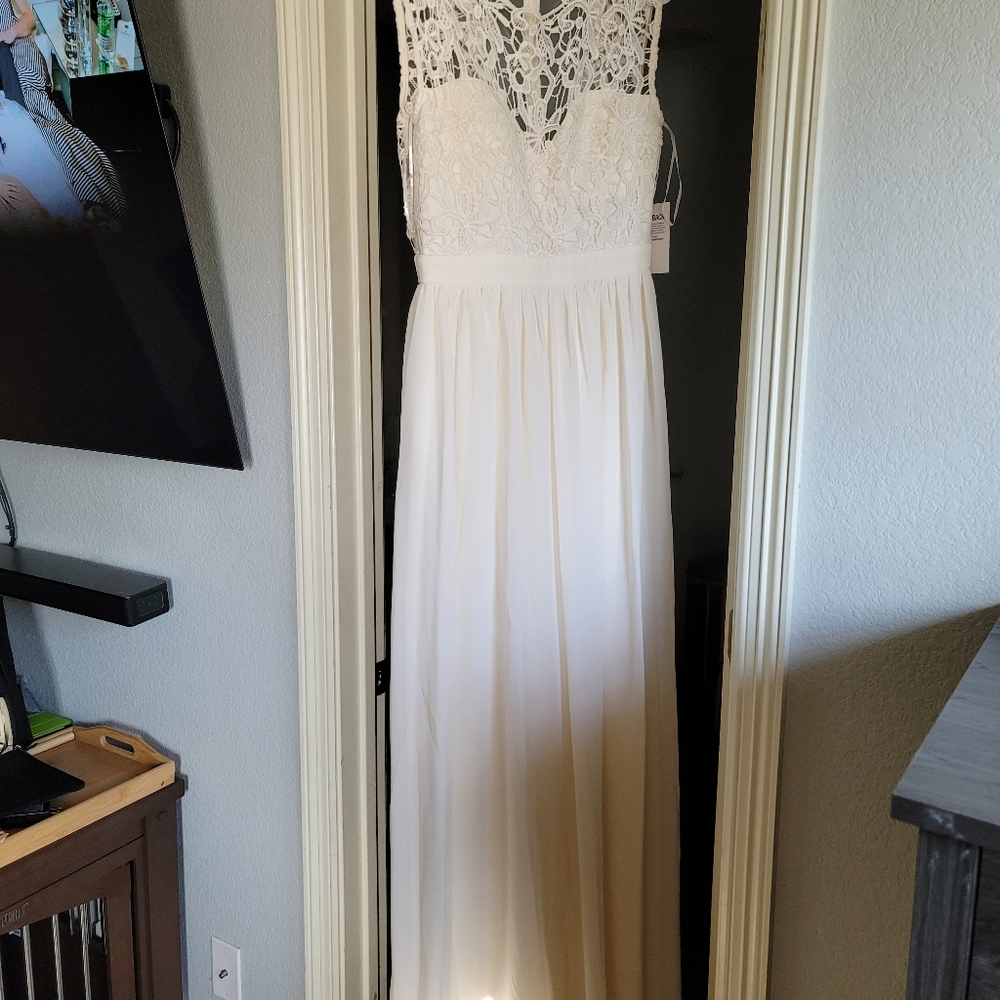 Ivory maxi dress with lace